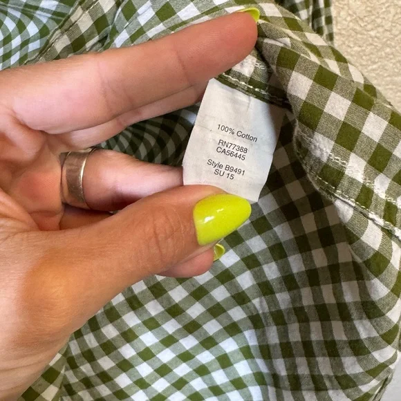 J. Crew Olive Checkered Button Down Shirt - Picture 4 of 5